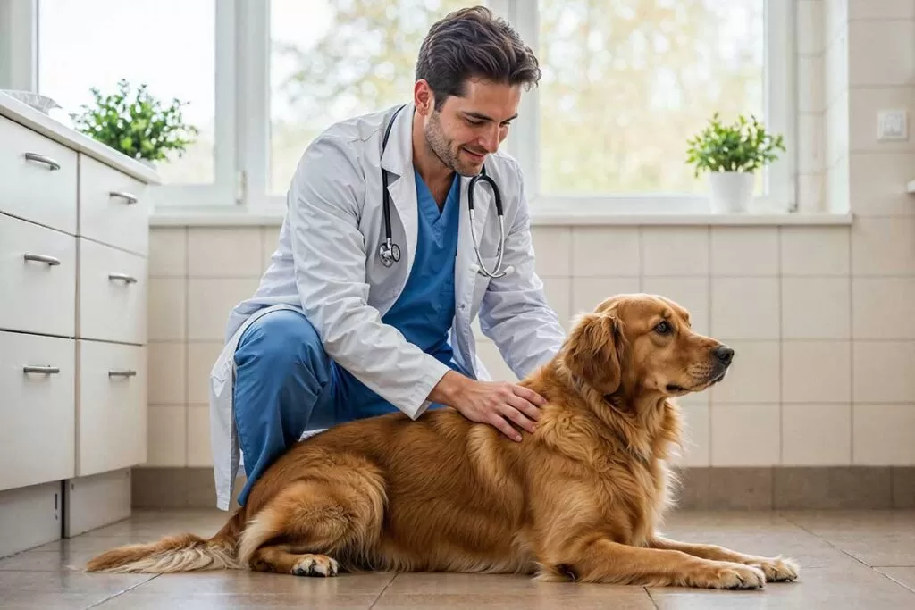 Golden Retriever no veterinário - Conheça as características e cuidados da raça.